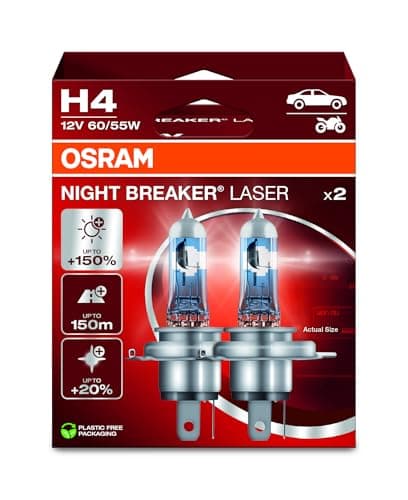 OSRAM NIGHT BREAKER LASER H4 150 Brighter Halogen Headlight Lamp 64193NL2HB 12V Hanging Folding Box 2 Lamps