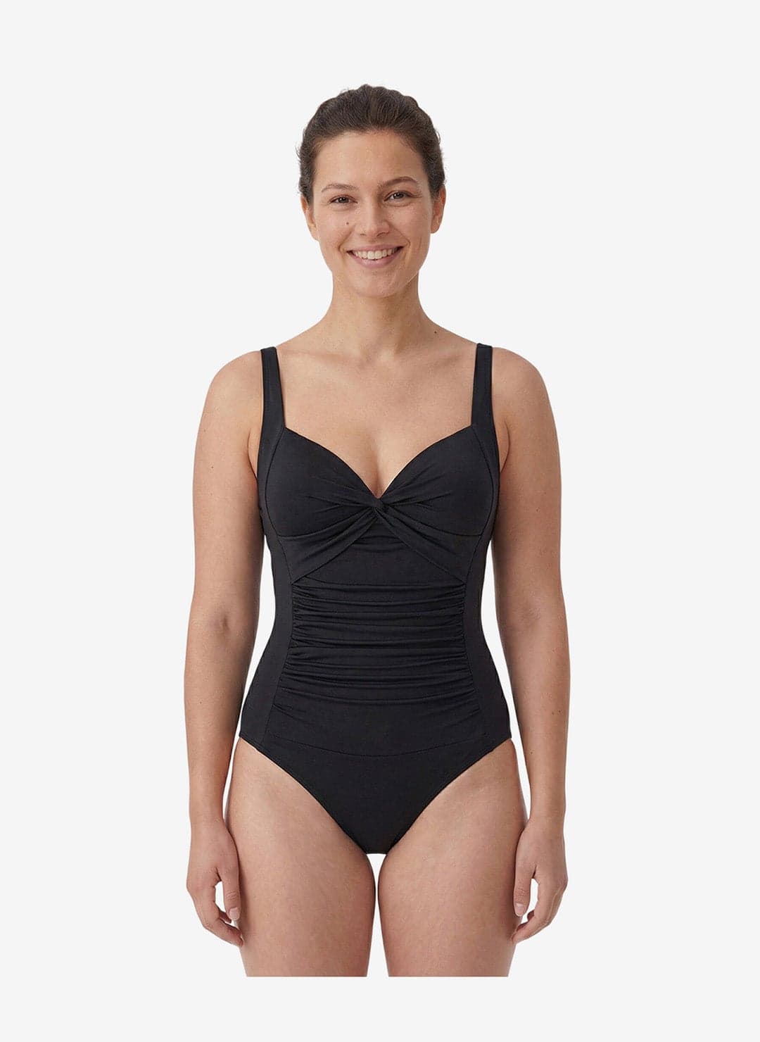 Women Shirred Black Swimsuit