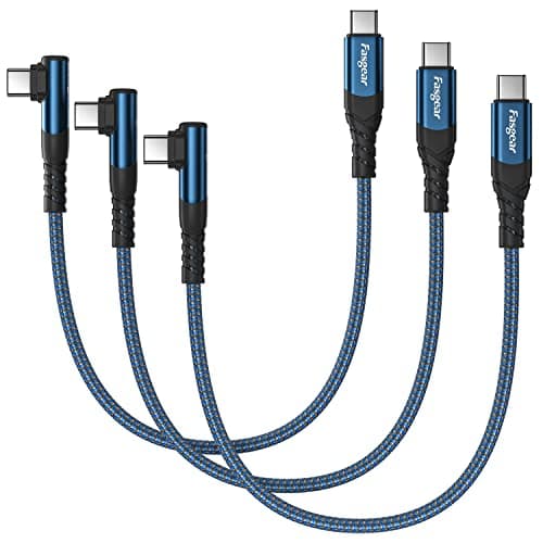Fasgear Short USB C to USB C Cable 3 Pack 1ft 60W USB 20 Type C Charger Fast Charging Braided Right Angle Compatible for Galaxy S22 S21 Ultra S20 MacBook Air iPad Mini 6 Blue