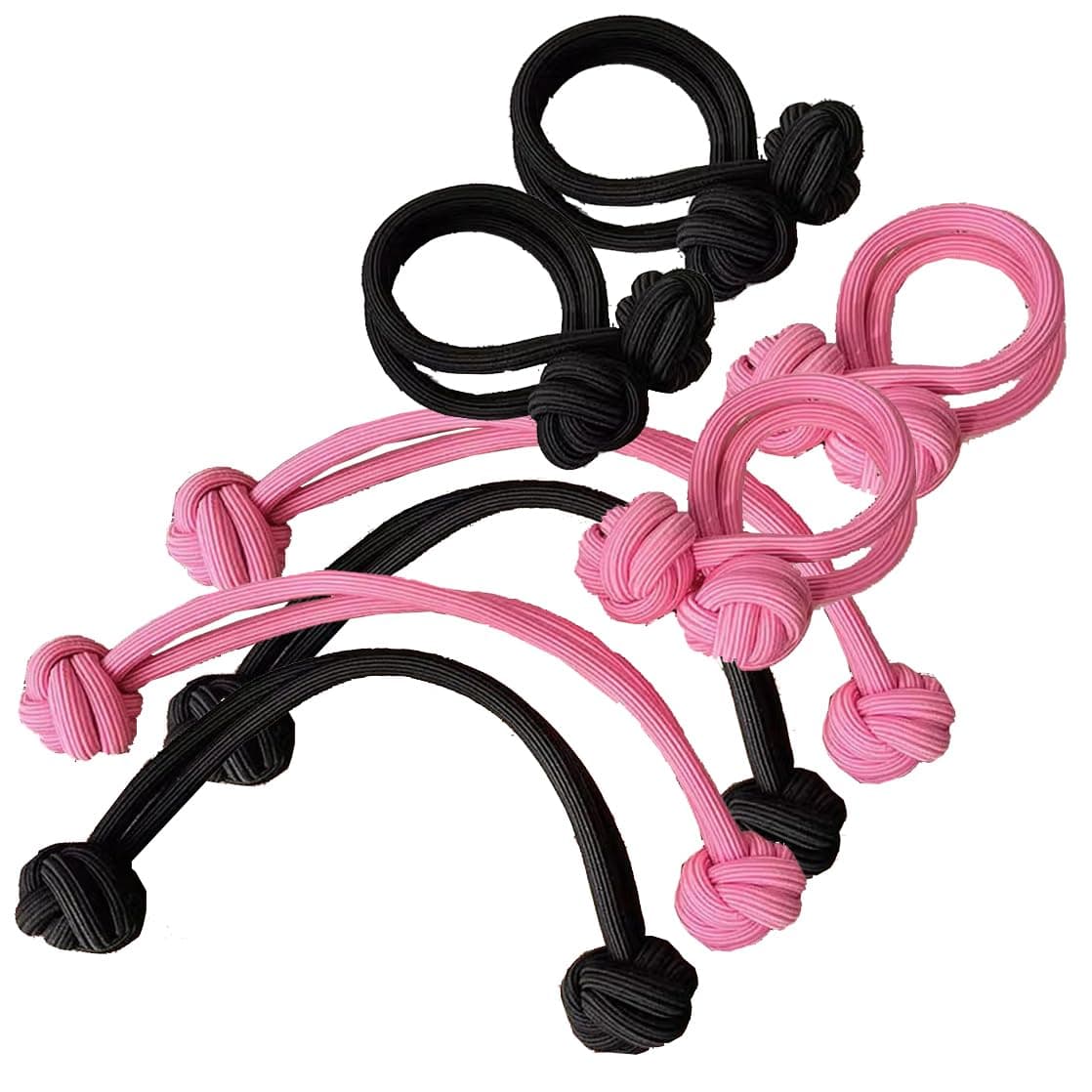 Luzen 8Pcs Thick High Elastic Hair Ties with Knot Ball High Ponytail Rubber Band Hair Tie Hair Rope Hair Band Ponytail Holder for Women Teen Girls Black and Pink