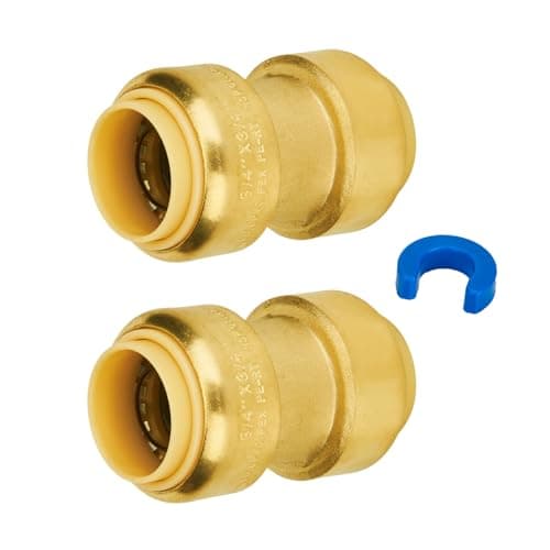 SUNGATOR Straight Coupling, 3/4-Inch Push Fit PEX Fittings, Push-to-Connect Copper, CPVC, No Lead Brass Plumbing Fittings with Disconnect Clip (2-Pack)