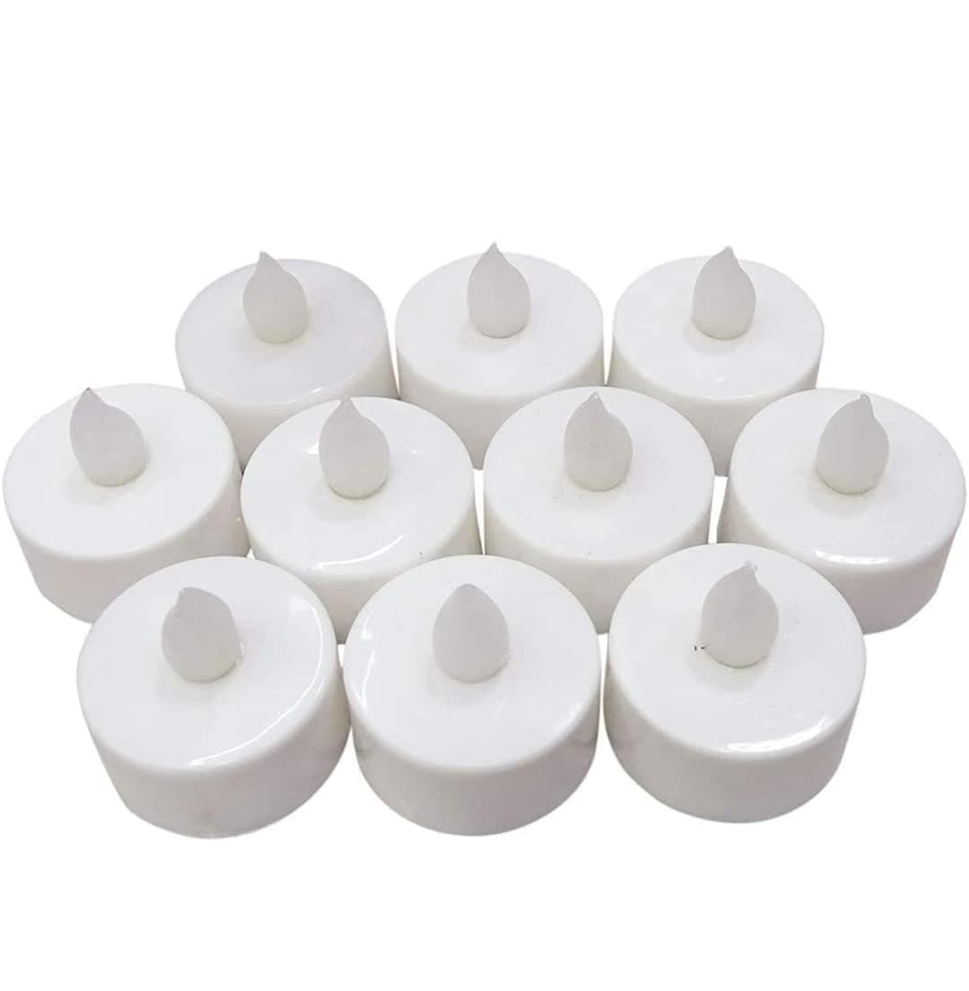 KESNOMA 12 Pcs Flameless Smokeless Decorative Acrylic Tea Light Candles LED Light Candles for Home Decor Gifting Diwali Deepavali Festivals Anniversaries Birthdays