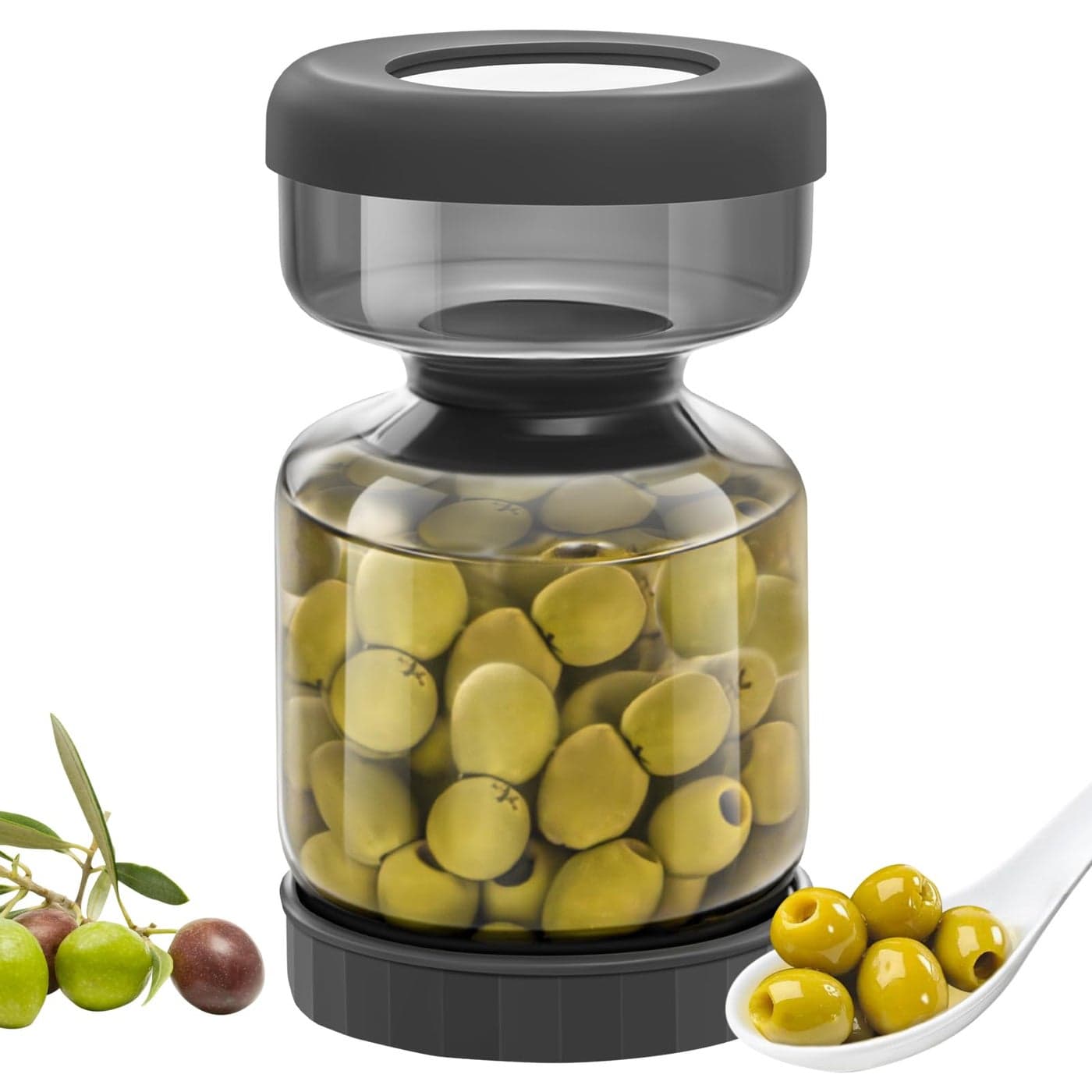 WhiteRhino Pickle Jar with Strainer Flip34oz Pickle Container Pickle and Olive Hourglass JarGlass Flip Pickle Jar Juice Separator Jar with Airtight Lid for Jalapeno Gherkin