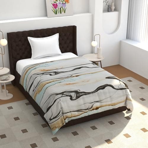 TIB® 140 GSM Soft Glace Cotton Duvet Cover Single Bed II Razai Cover II Quilt Cover II Dohar Cover for Single Bed with Zipper. (Gray & Black, Single)