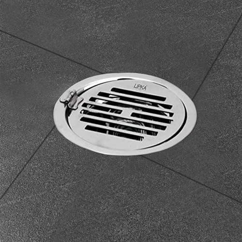 LIPKA Golden Classic Jali Round Floor Drain |304-Grade Stainless Steel |4 Inches| with Cockroach Trap & Hinge|