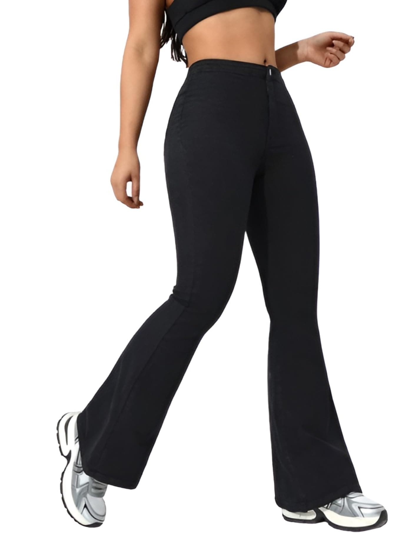 Ben Martin Women’s Black High Waist Jeans || Flared Bell Bottom Bootcut Pants || Wide Leg Stretch Denim – Perfect for Travel, Party & Everyday Use – Sizes 36 (1)