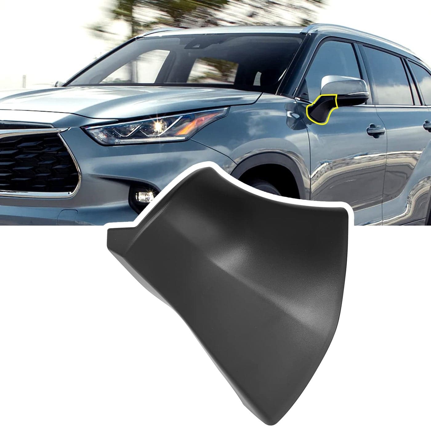 Jaronx Compatible With Toyota Highlander Side Mirror Triangle Base Cover 20202024 For Highlander Rearview Mirror Triangle Base Cover TrimNOT FIT GRAND HIGHLANDERLeft Side