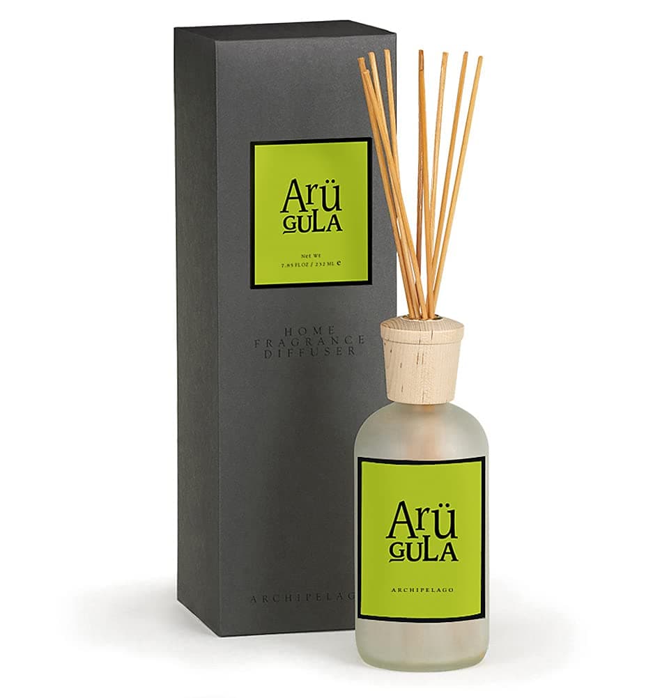 Archipelago Botanicals Arugula Reed Diffuser, Home Fragrance Reed Diffuser, Includes Fragrance Oil, Decorative Wooden Cap & 10 Diffuser Reeds, Perfect for Home, Office or Gift, 7.85 fl oz