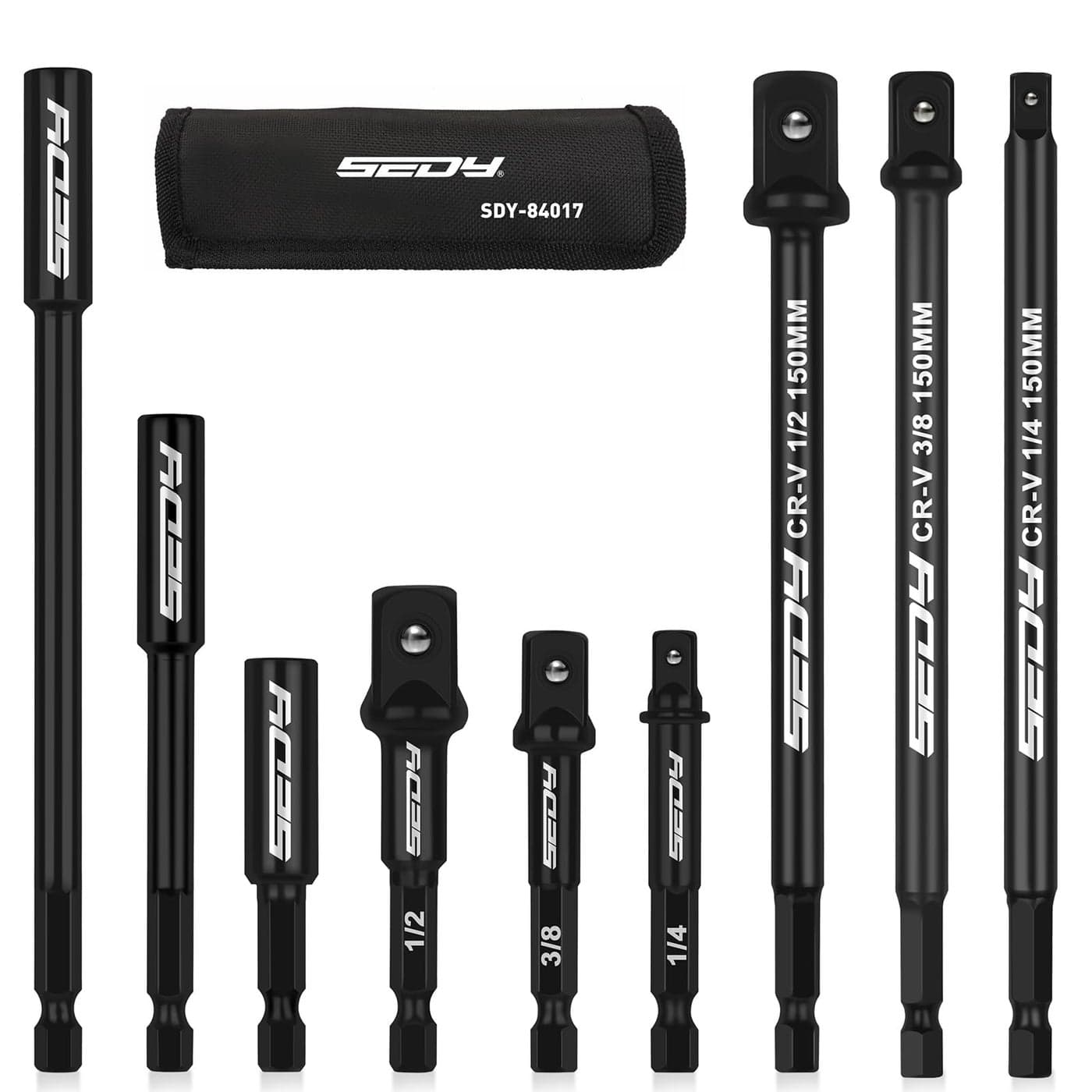 9Piece Impact Socket Adapter Set 14 38 12 Driver Socket Adapter Power Drill Bit Extension Magnetic Screwdriver Bit Holder Socket Wrench Adapter