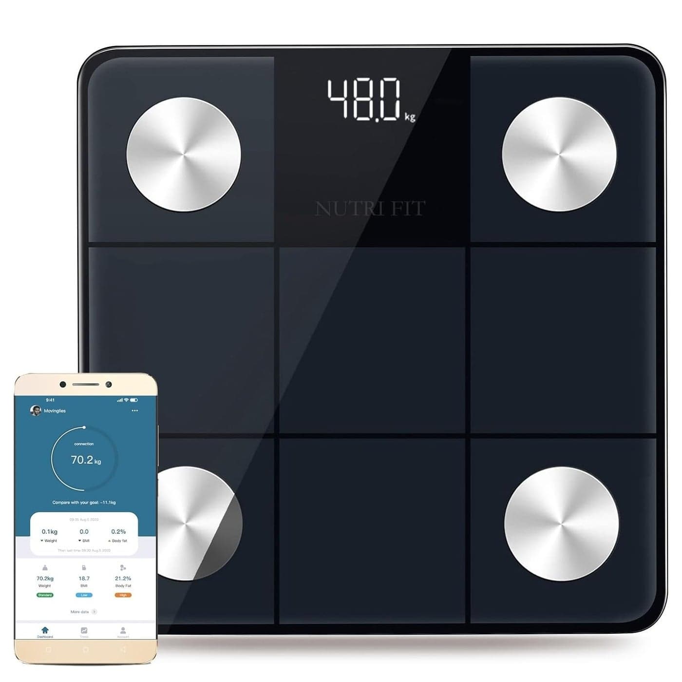 NUTRI FIT Smart Scale for Body Weight Weight Scale with Backlight LED Display for BMI Body Fat Muscle Mass 15 Body Composition High Accurate Bluetooth Scale Health Equipment Sync Apps 400lbs