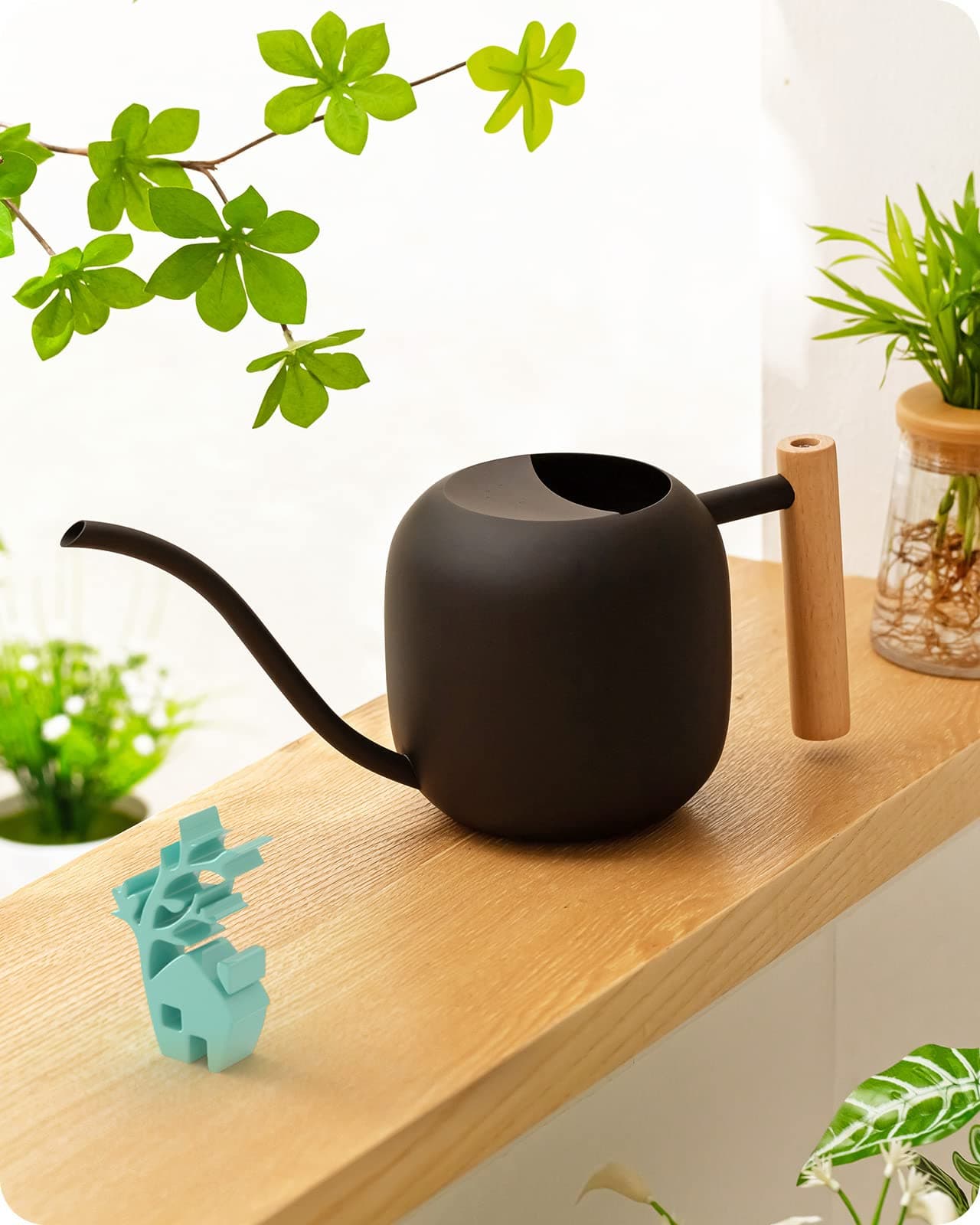 Baffect Watering Can Indoor Plants 12L41OZ Cute Watering Can Pot Metal Stainless Steel Garden Water Can with Long Spout for Indoor House Plants Bonsai Outdoor Garden Flower Decorative
