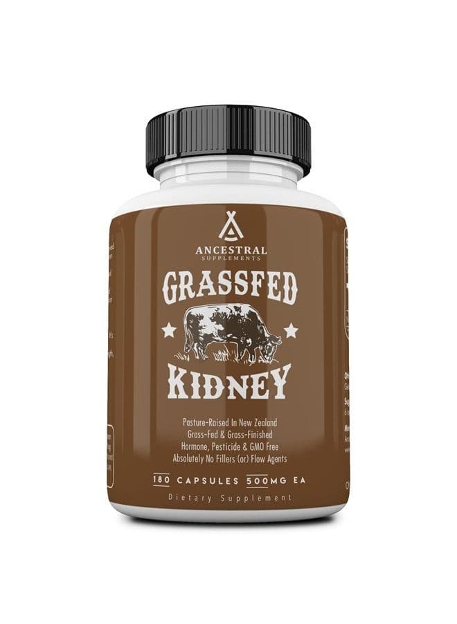 Grass Fed Beef Kidney Supplement, 3000mg, DAO Enzyme Supplement, Kidney Support for Urinary and Histamine Health, Selenium, B12, Non-GMO, 180 Capsules