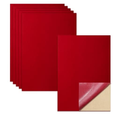 Biaungdo 6 Pcs Self Adhesive Felt Sheets Red Felt Sheet with Adhesive Backing 8 x 12 Inch Felts Fabric Peel and Stick Felts Liners for Arts Crafts Drawer Jewelry BoxA4 Size