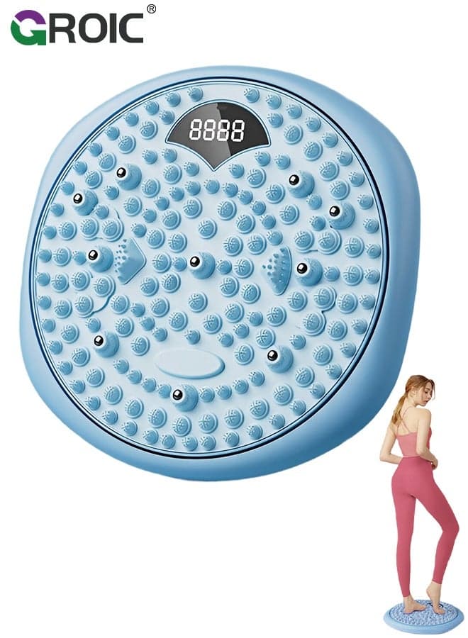 Waist Twister Disc, Waist Twist Board for Exercise Twisting with Digital Counter & with Massage Foot Sole for Women Belly Fat Body Shaping Fitness - Blue