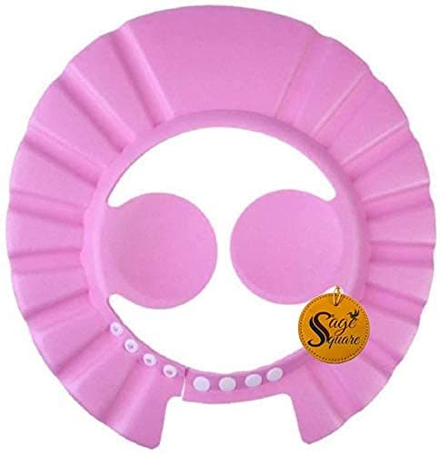 Sage Square New Adjustable Design Safe Soft Bathing Baby Shower Cap with Ear Protector (Pink) (Pack of 1)