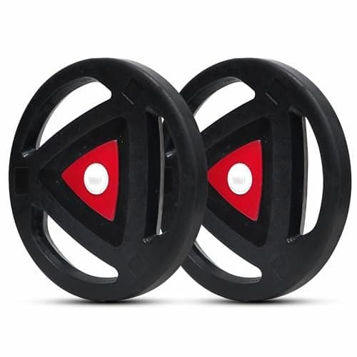 Protoner Rubber-Coated Metal Integrated 30 mm & 50 mm Olympic Barbell Rubber weight plates, Diameter | Rubber Weight | Spare Gym Weightlifting Platesl, Black and Red (30 mm, 5 kg(2.5kg x 2))
