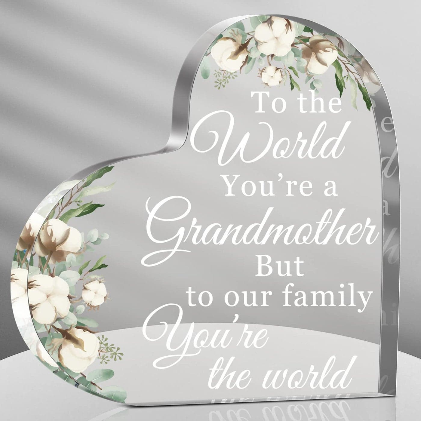 Jetec Grandma Gift Grandma Birthday Gift Acrylic Heart Shape Butterfly Shape Grandmother Sign from Granddaughter Grandson Thoughtful Mothers Day Christmas IdeasYoure the World