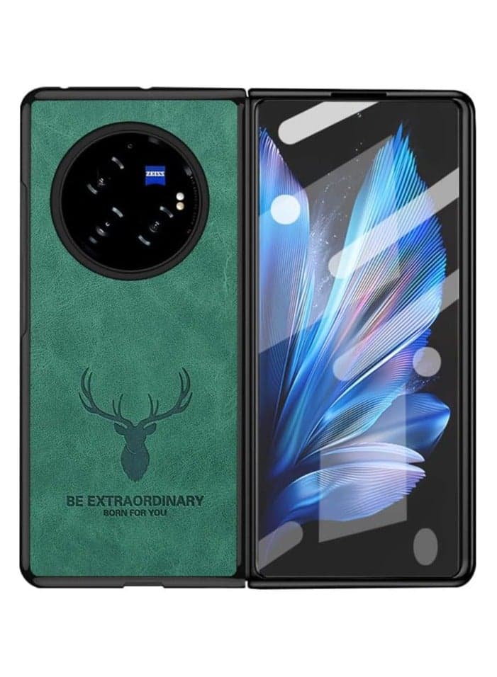 Case Compatible with Vivo X Fold 3 Pro 5G Cartoon Elk Deer Head Leather Phone Case Integrated Shell and Membrane Cover For Vivo X Fold3 Pro
