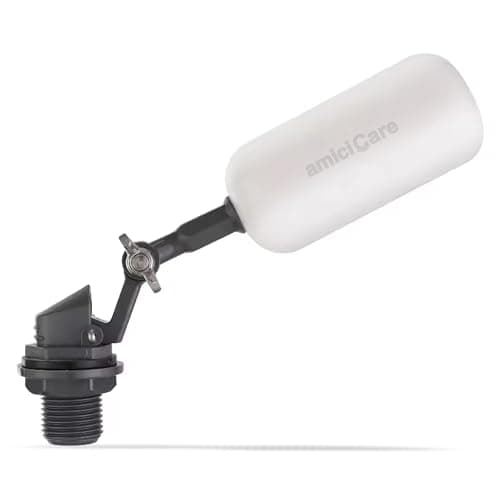amiciCare 1/2 Inch Float Ball Valve with Adjustable Arm – Automatic Water Level Controller for Aquarium, Water Tank & Pond, Rust-Proof ABS, 180° Adjustable Design