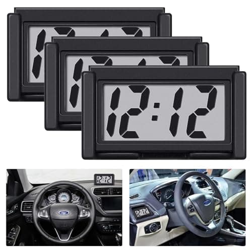 Shudyear 3PCS Small Digital Clock Mini Car Clock Mount Watch Desktop with Date Mountable with Large LCD Display for Office Schoolbag Vehicle Car BoatRectangle