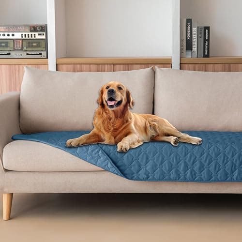 gogobunny 3X Stronger Waterproof Pet Blanket Scratch Proof Furniture Protector for Dogs Cats Reversible Cover 30x70 Inch Dark Blue