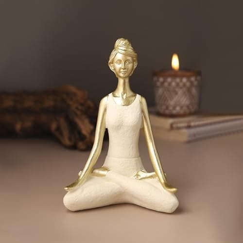 Habere India-All the Cultures Fabricating India Show Piece for Living Room for Couple | Gifts for House Warming Ceremony | Gifts | Yoga Women Statue (Design02- L13xW8xH19 cm)
