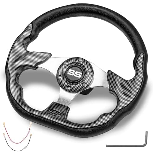 NOKINS Golf Cart Steering Wheel Universal for EZGO TXTRXVClub Car DSPrecedentYamaha Fit Most Golf Cart D Shape Carbon Fiber