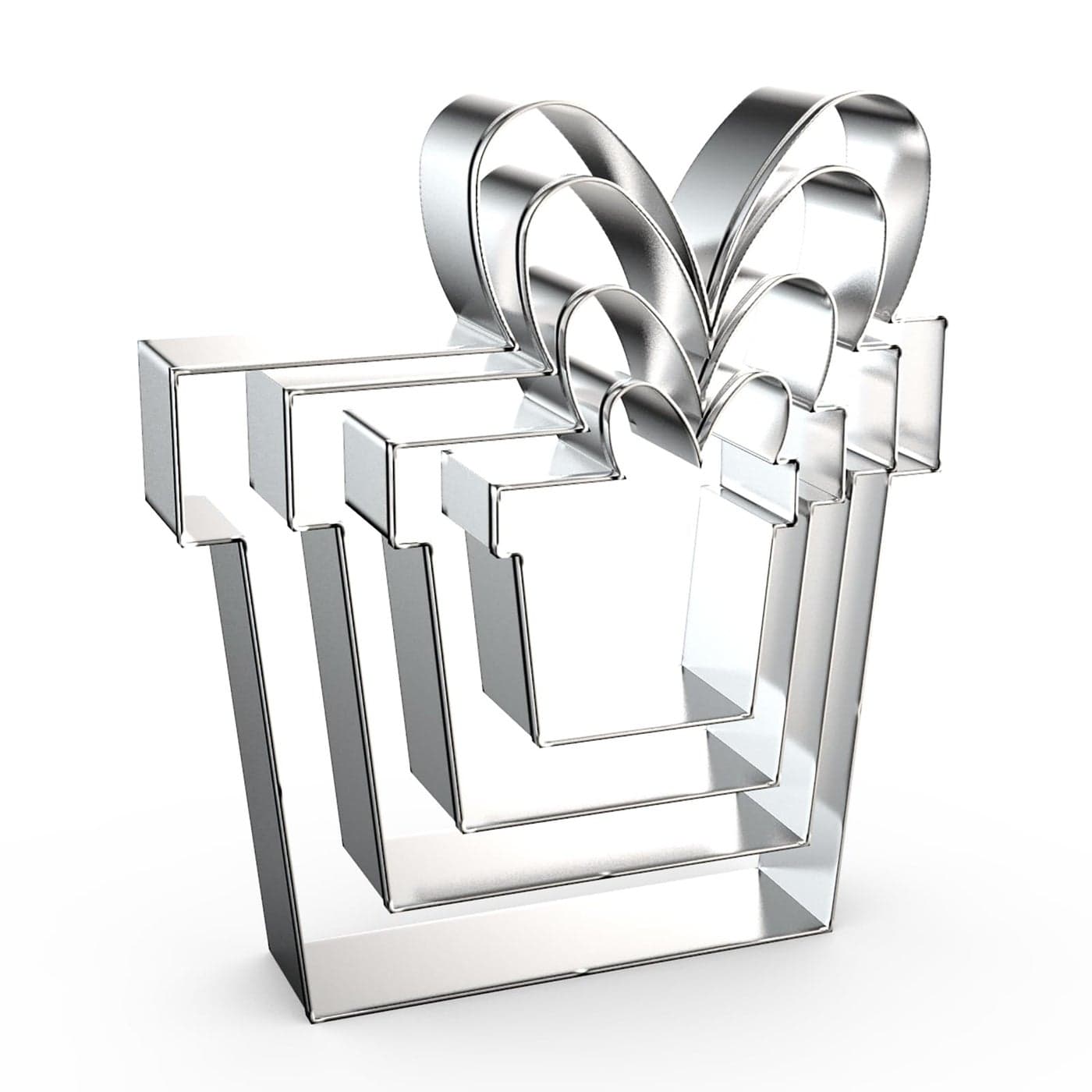 Gift Present Box Cookie Cutter Set Large 5 4 3 2 4 Piece Stainless Steel