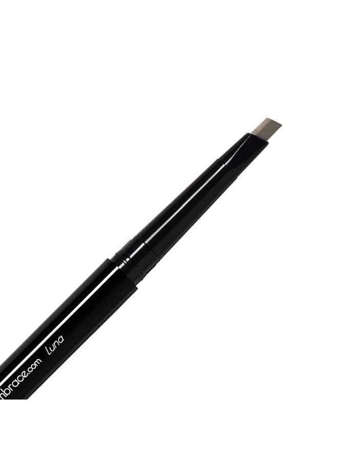 Luna: Light Brown-Gray Eyebrow Pencil – Waterproof, Double-Ended Automatic Angled Tip & Spoolie Brush, Cruelty-Free