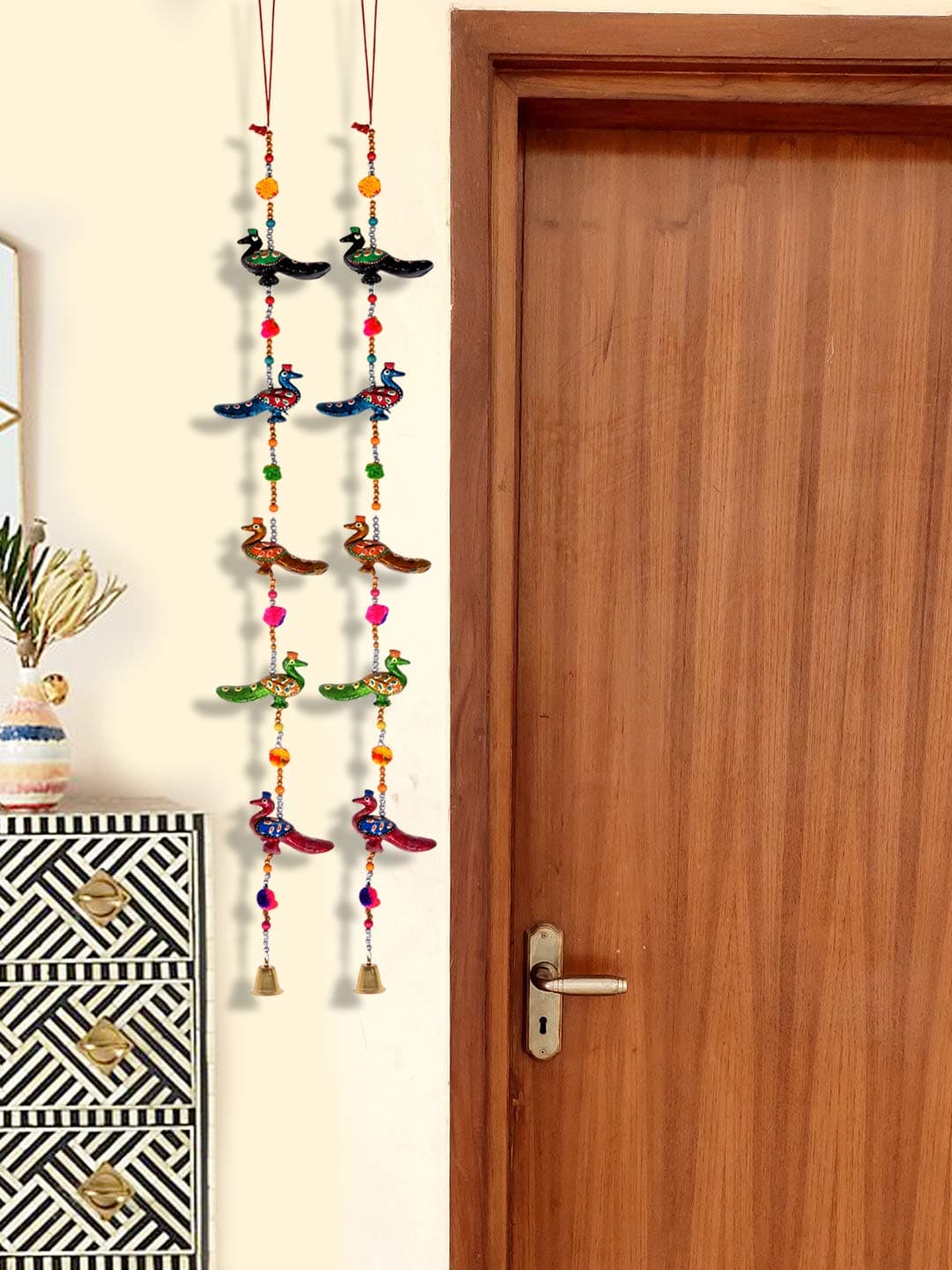 DreamKraft Decorative Peacock Door Hangings (Multi Color, 96 CM) -Set of 2