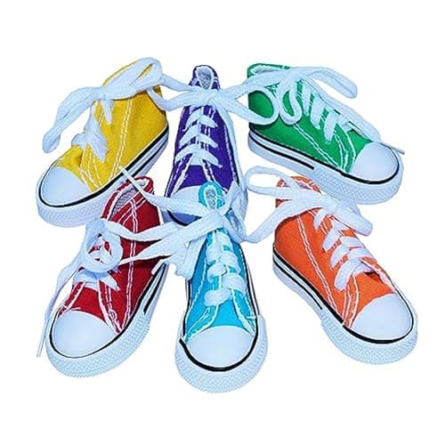 Super Bird Creations SB1058 Sneakers Bird Foot Toy - Engaging, Chewable Rubber & Fabric, Perfect for Medium & Large Birds like Parrots, Parakeets Cockatiels -Colorful & Fun - 3”x1-1/2”x1-1/4” (4 Pack)