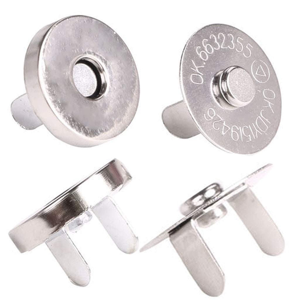 Mini Skater Silver Tone Magnetic Clasps Rivet Magnetic Buckle 14mm/18mm-for Sewing,Craft,Bag,Clothing,Scrapbooking No Tools Required - Choose Small or Large, 6-Pack (18mm, Silvery)