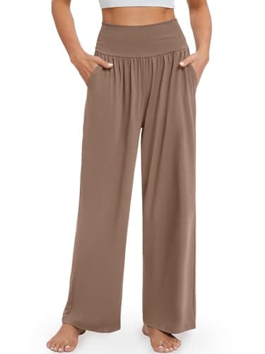 Gracyoga Wide Leg Yoga Pants for Women Casual Loose Cozy Sweatpants High Waisted Lounge Pajama Flowy Pants With Pockets