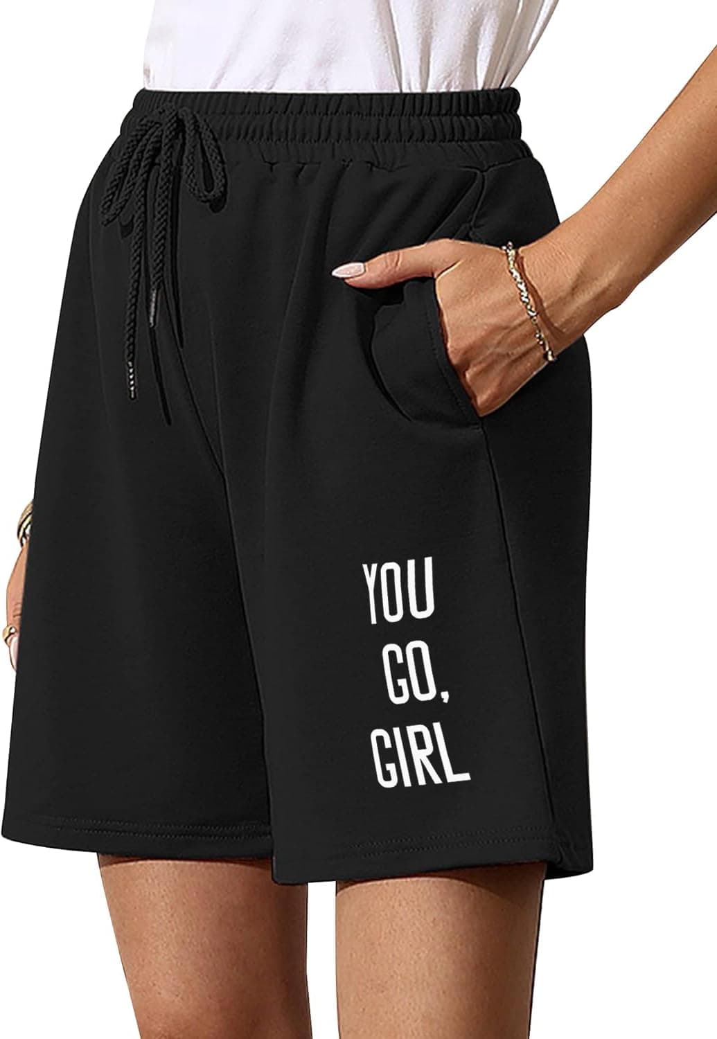 hotfits Women's Black Casual Summer Shorts Athletic Gym Shorts Relaxed Fit Running Jogger Shorts with Pockets -XL