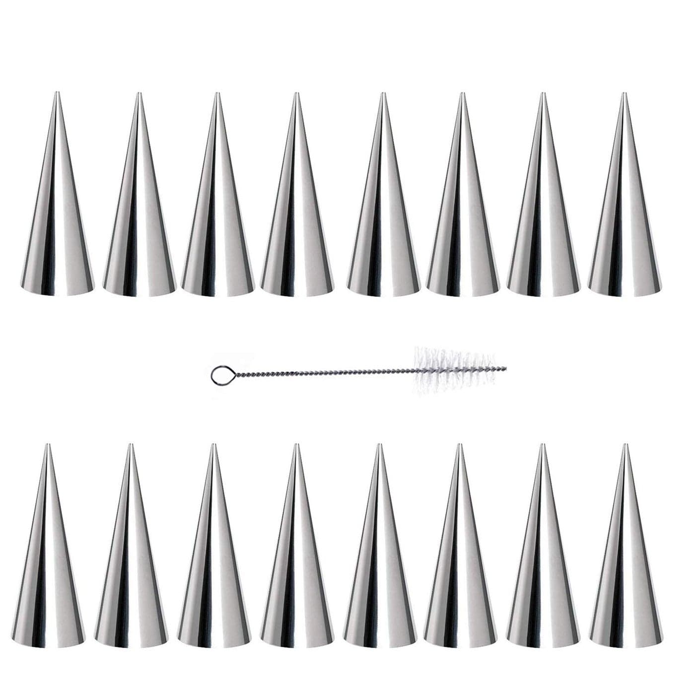 Tinfol 20 Pack Cream Horn Molds 55 Inch Baking Cones Cream Horn Forms Stainless Steel Lady Lock Cannoli Tubes Ice Cream MoldStanding Cone Shape