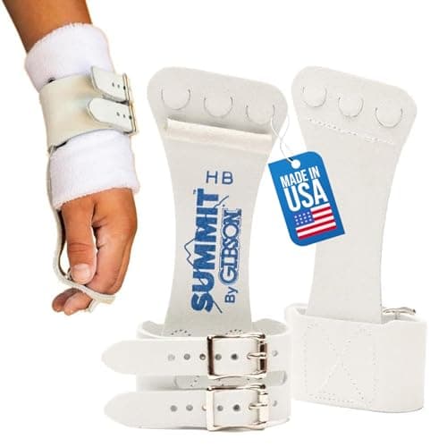 Gibson Athletic Summit High Bar Gymnastic Grips for Boys, Durable Leather Grip for Secure Grip, Hand Grips for Early Competitor Gymnasts, Gymnastics Grips for Boys - Made In USA