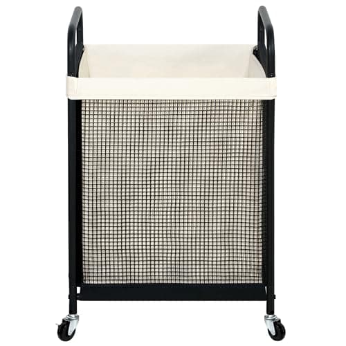 STO STO Laundry Hamper, 90L Rolling Laundry Sorter Cart with Removable and Washable Liner Bag, Clothes Hamper with Wheels and Metal Handle for Laundry Room and Bedroom