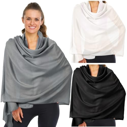 Patelai 3 Pcs Sun Shawl UV Sun Protection Beach Travel Shawl UPF 50+ Women's Beach Wraps for Women Travel Essentials (Black,Dark Gray,White,71 x 28 Inch)