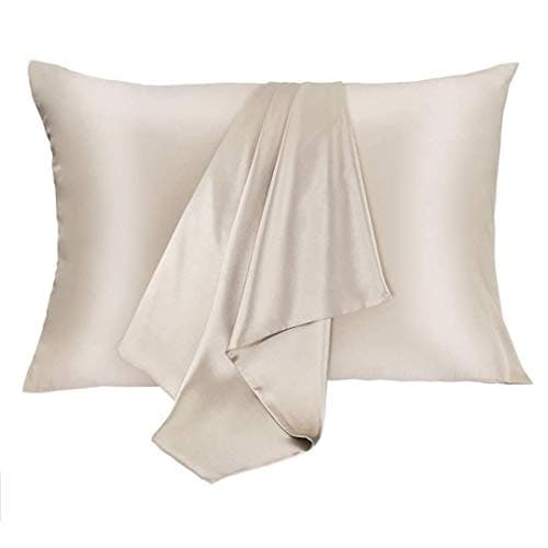 JOGJUE Silk Pillowcase for Hair and Skin 2 Pack 100% Mulberry Silk Bed Pillowcase Hypoallergenic Soft Breathable Both Sides Silk Pillow Case with Hidden Zipper, Queen Size Pillow Cases (Buff Beige)