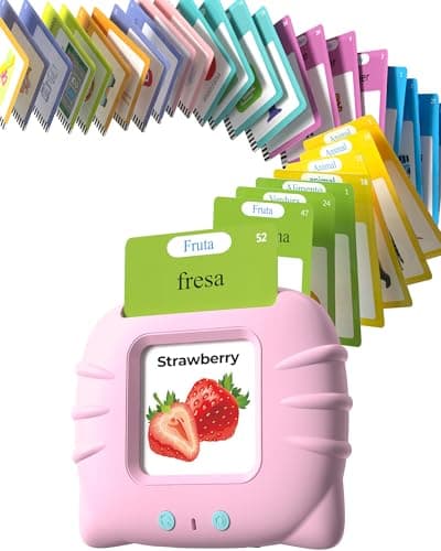 Airbition Bilingual Pink Spanish and English Talking Flash Cards Pocket Speech Therapy Tools with 510 Words Montessori Language Learning Aids Childrens Sensory Learning Kits