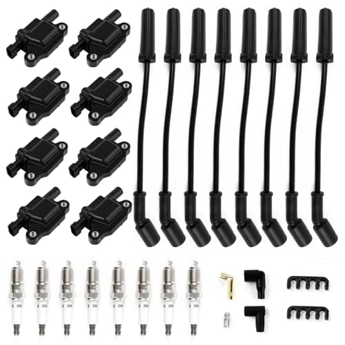 HAYIAUTO Set of 8 UF413 Square Ignition Coils Pack Spark Plugs Wires Set Fit for Chevy Silverado for GMC Envoy Sierra Yukon for Cadillac Escalade CTS Savana 48L 53L 60L V8 12611424 12570616