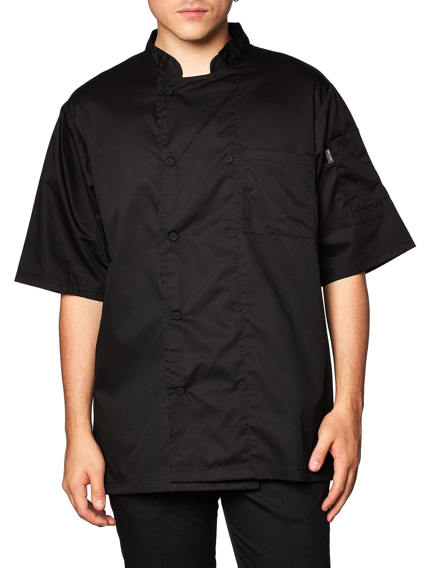 Chef Code Mens Short Sleeve Unisex Cool Breeze Chef Coats Black Large