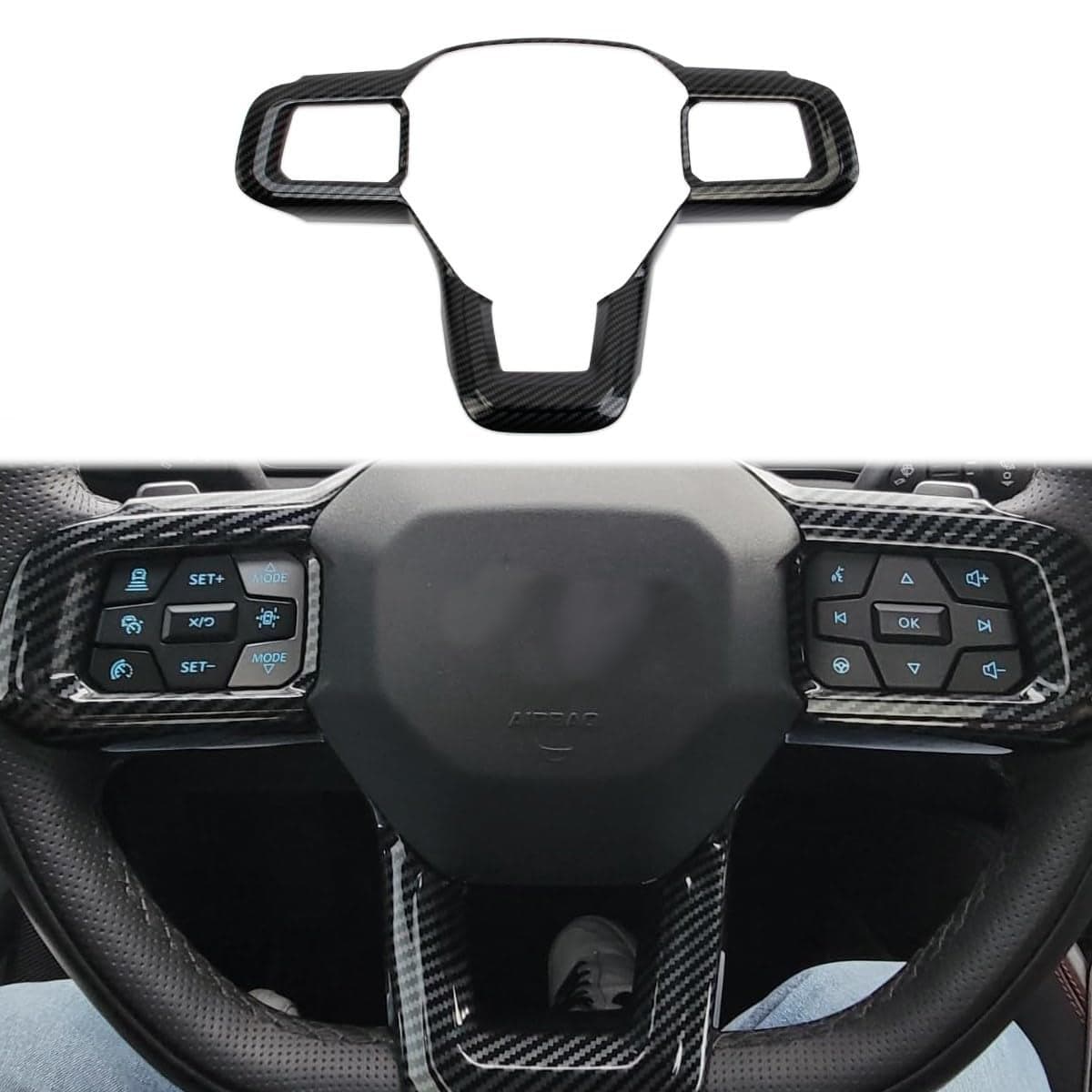 Fewshaw Steering Wheel Cover Molding Trims Accessories for 20242025 Ford Mustang Carbon Fiber Style