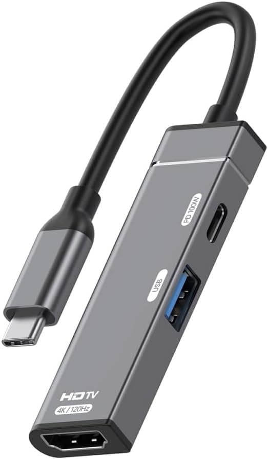 Wefly USB-C Type-C to HDMI 4K@120hz USB 3.0 OTG Converter HDTV Multiport Adapter with Female PD 100W Power Port