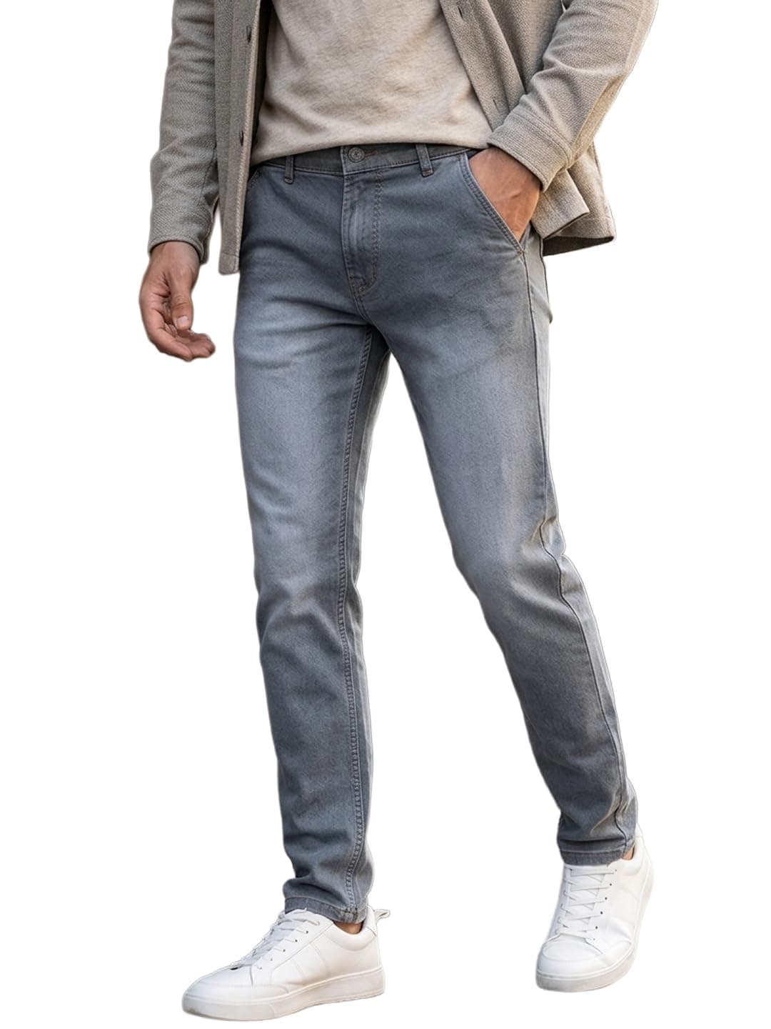 Urbano Fashion Men's Grey Slim Fit Washed Jeans Stretchable (epsrustsprcrs-mgrey-38)