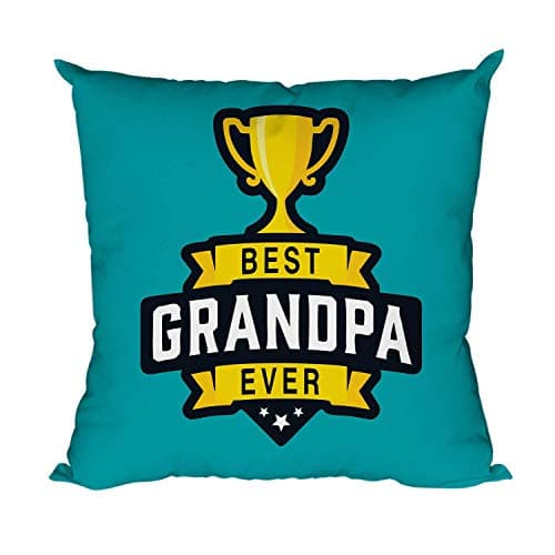 TheYaYaCafe Birthday Gifts for Grandfather 12 x 12 inches Best Grandpa Ever Printed Velvet Cushion (with Filler) Throw Pillow