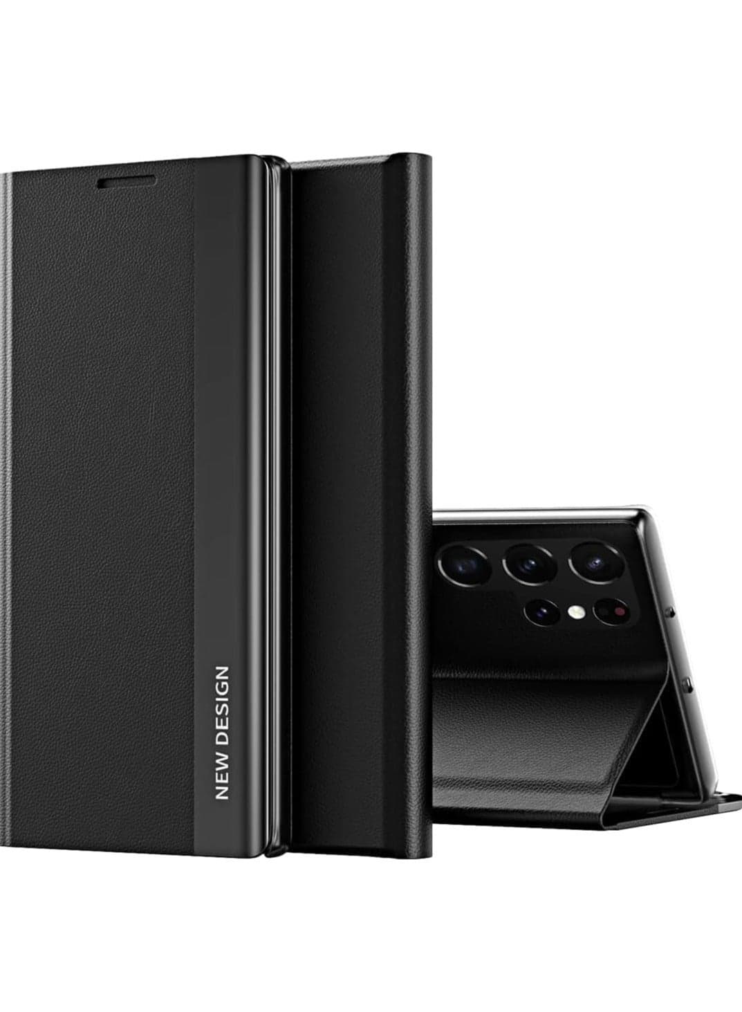 Galaxy S24 Ultra case for, Samsung S24 Ultra Slim Flip Case, Anti-Scratch, Nano Adsorption, Stand Function, Cover Case for Samsung S24 Ultra 5G (S24 Ultra, Black)