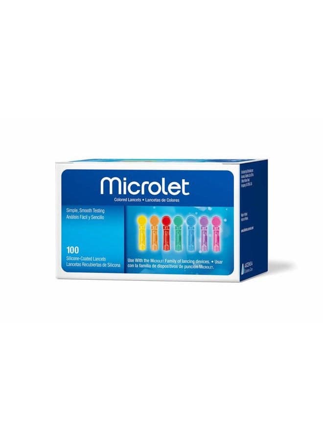 MICROLET Lancets for Glucose Blood Testing, Multi-Colored, 100 Count