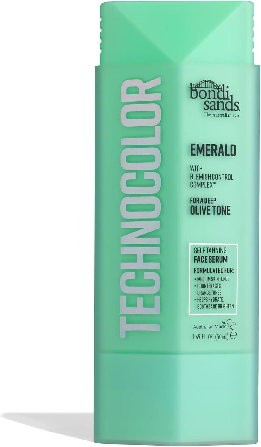 Bondi Sands Technocolor Emerald SelfTanning Face Serum Easy Application Streak Free Fake Tan Enriched with Vitamin C Chamomile 50ml169 Fl Oz