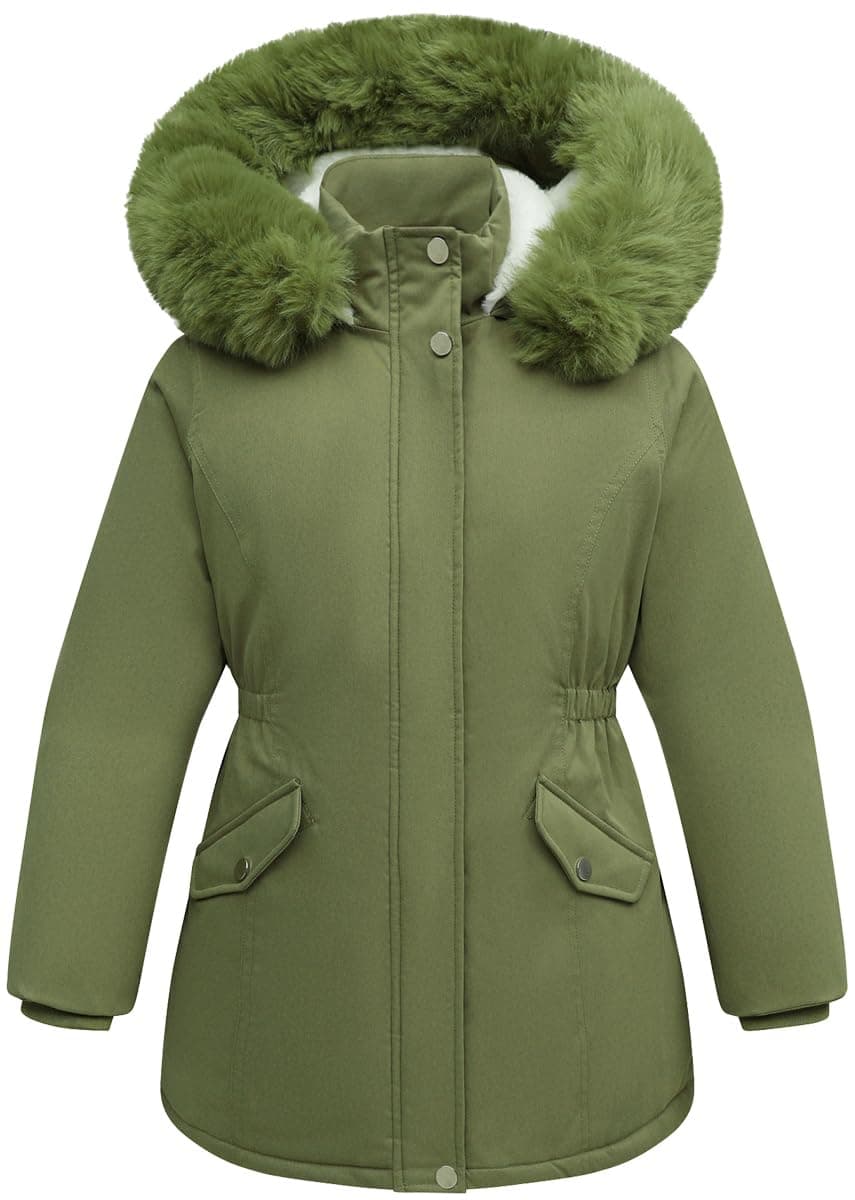 CICVSOC Girl's Long Coat Waterproof Winter Kids Outerwear Warm Parka Puffer Jacket with Hood